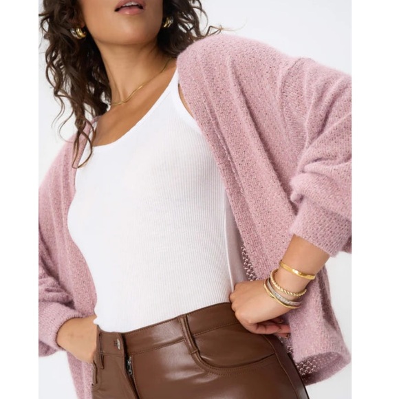 PROJECT SOCIAL T CHENILLE CARDI Cozy Pink Women's Sweater - Picture 2 of 5